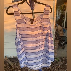 TORRID Size 3 Blue and White Striped Chiffon Tank